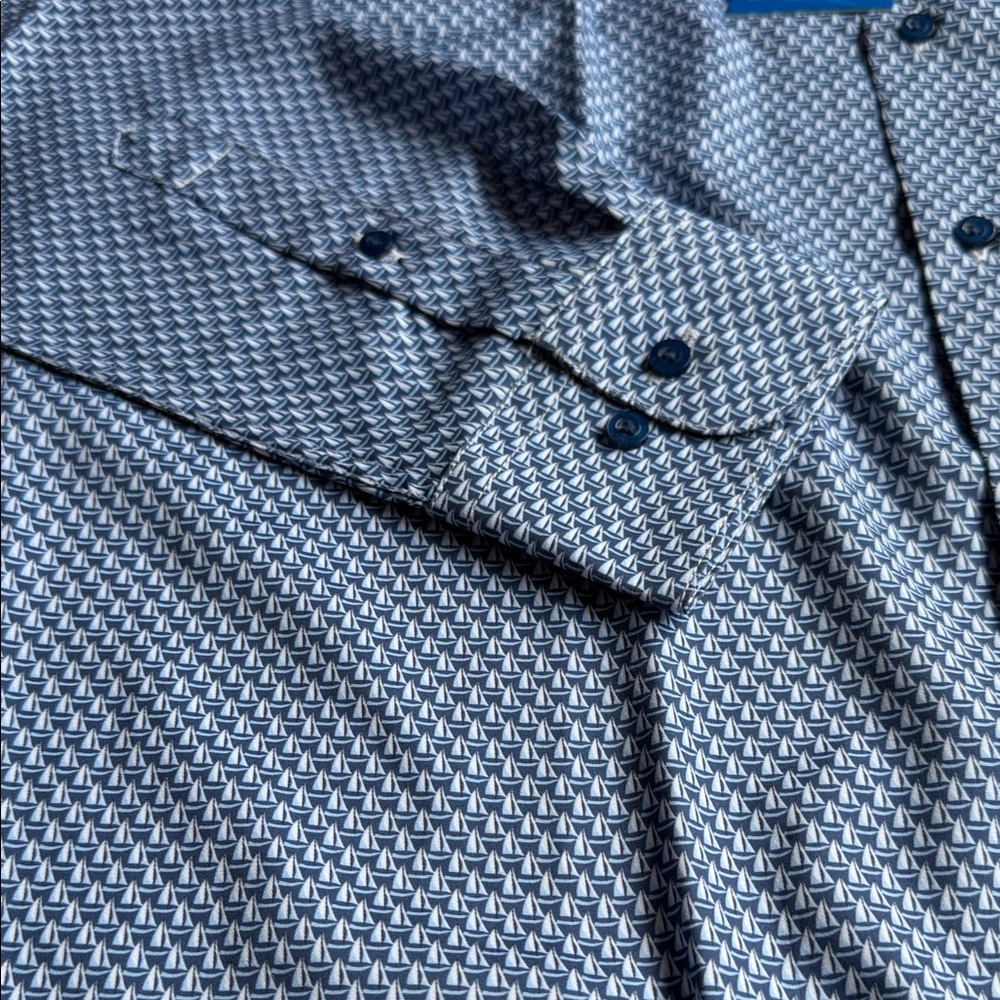 Nautica Men's Geometric Blue Dress Shirt.‎  CAJA #2 A - Picture 4 of 10